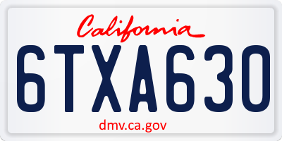 CA license plate 6TXA630