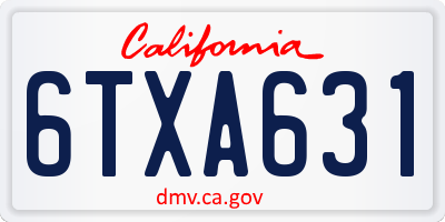 CA license plate 6TXA631