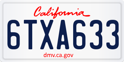 CA license plate 6TXA633