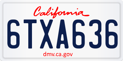 CA license plate 6TXA636