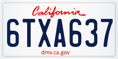 CA license plate 6TXA637