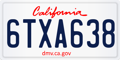 CA license plate 6TXA638
