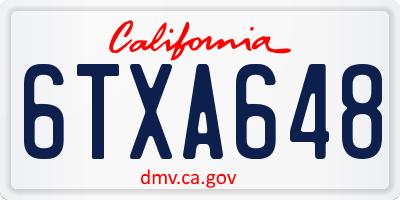 CA license plate 6TXA648
