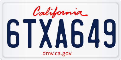CA license plate 6TXA649