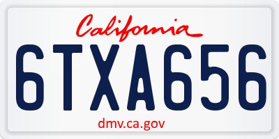CA license plate 6TXA656
