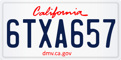 CA license plate 6TXA657