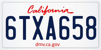 CA license plate 6TXA658