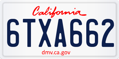 CA license plate 6TXA662