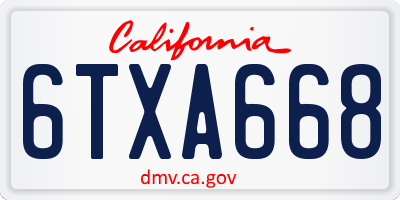 CA license plate 6TXA668