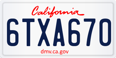 CA license plate 6TXA670