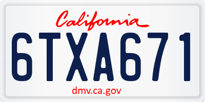 CA license plate 6TXA671