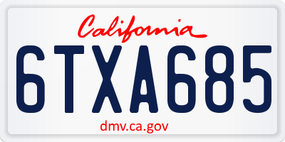 CA license plate 6TXA685