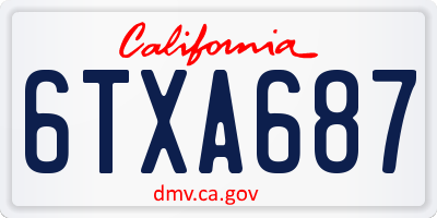 CA license plate 6TXA687