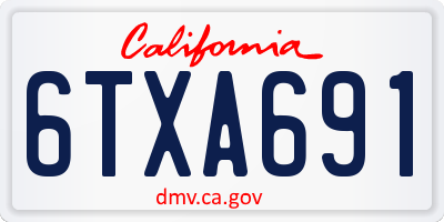 CA license plate 6TXA691