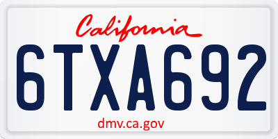CA license plate 6TXA692