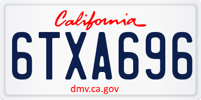 CA license plate 6TXA696