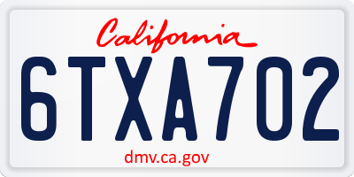 CA license plate 6TXA702