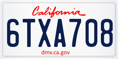 CA license plate 6TXA708