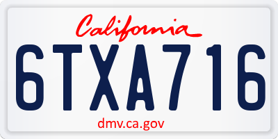 CA license plate 6TXA716