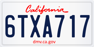 CA license plate 6TXA717