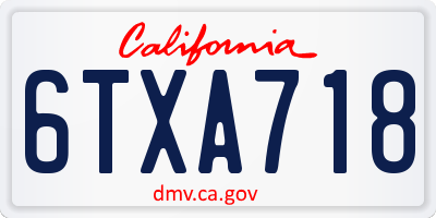 CA license plate 6TXA718