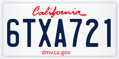 CA license plate 6TXA721