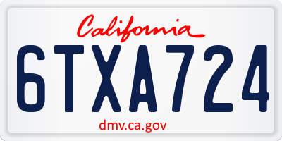 CA license plate 6TXA724