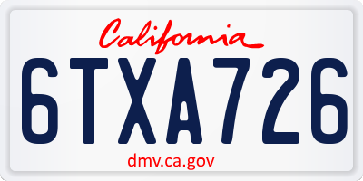 CA license plate 6TXA726