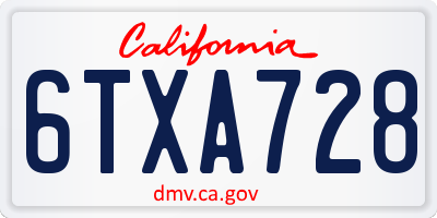 CA license plate 6TXA728