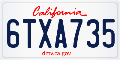 CA license plate 6TXA735