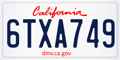 CA license plate 6TXA749