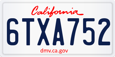 CA license plate 6TXA752