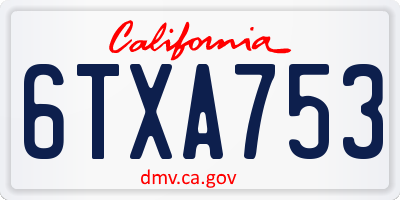 CA license plate 6TXA753