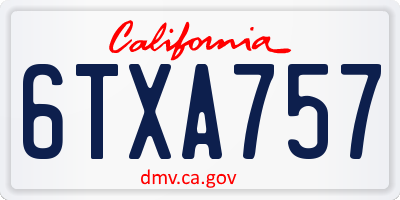 CA license plate 6TXA757