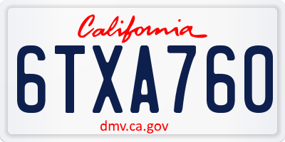 CA license plate 6TXA760