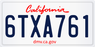 CA license plate 6TXA761