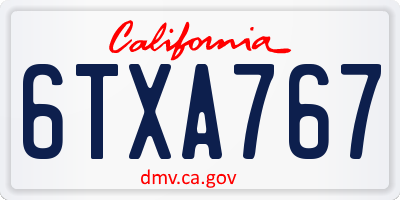 CA license plate 6TXA767