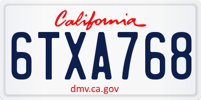 CA license plate 6TXA768