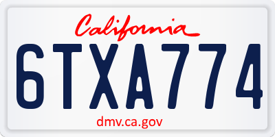 CA license plate 6TXA774