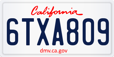 CA license plate 6TXA809