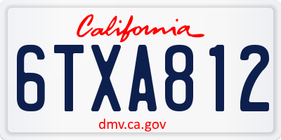 CA license plate 6TXA812
