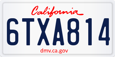 CA license plate 6TXA814
