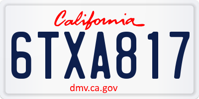CA license plate 6TXA817