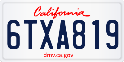 CA license plate 6TXA819