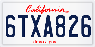 CA license plate 6TXA826
