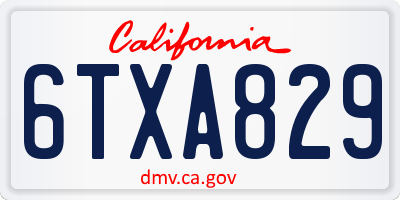 CA license plate 6TXA829