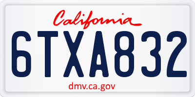 CA license plate 6TXA832