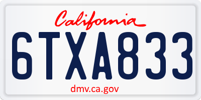 CA license plate 6TXA833
