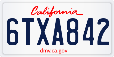 CA license plate 6TXA842