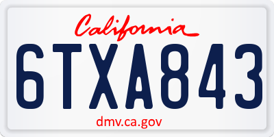 CA license plate 6TXA843